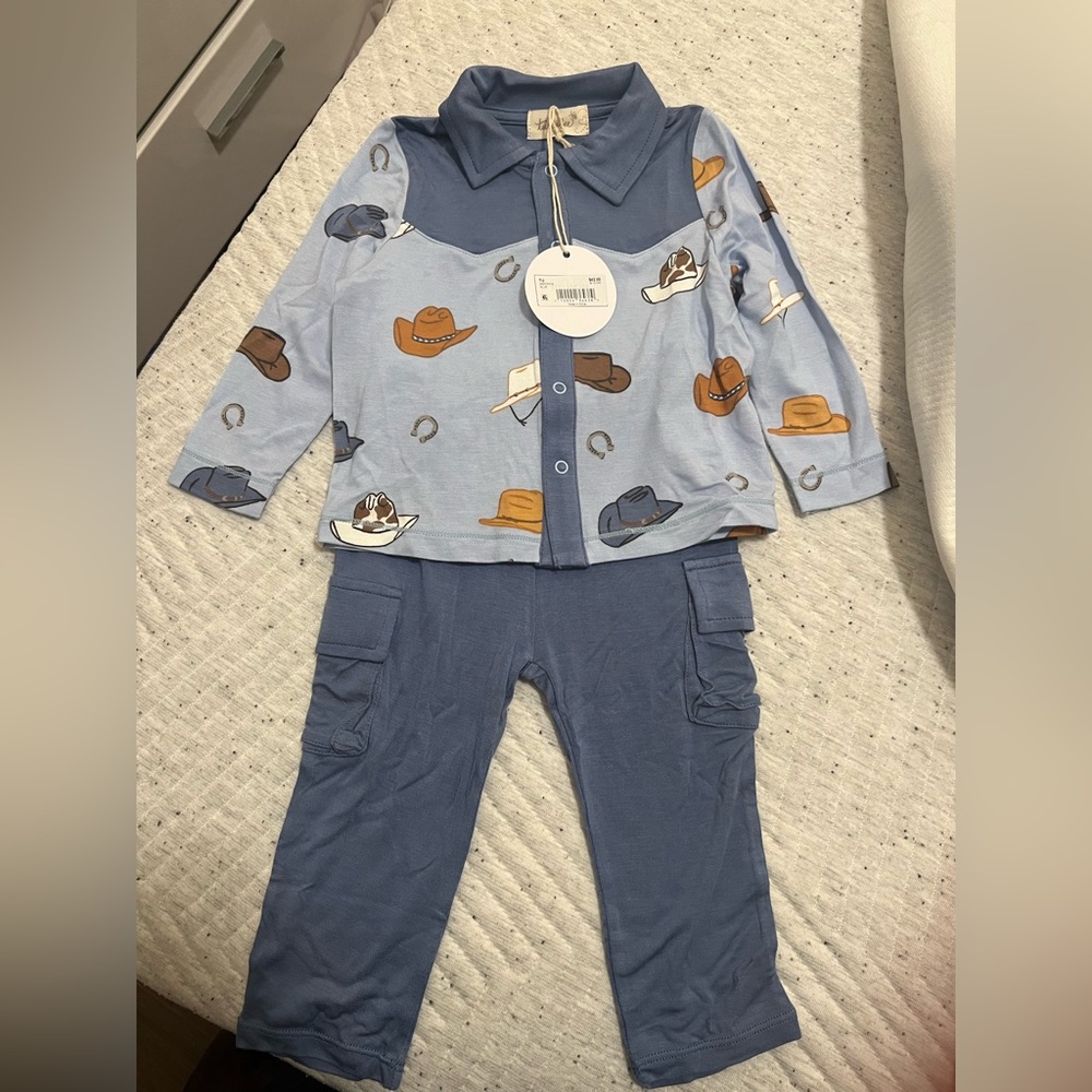 The cutest cow boy outfit for babies. Very soft material